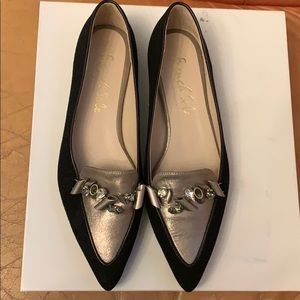 French Sole Point Toe Leather Penelope Flats BNWOB